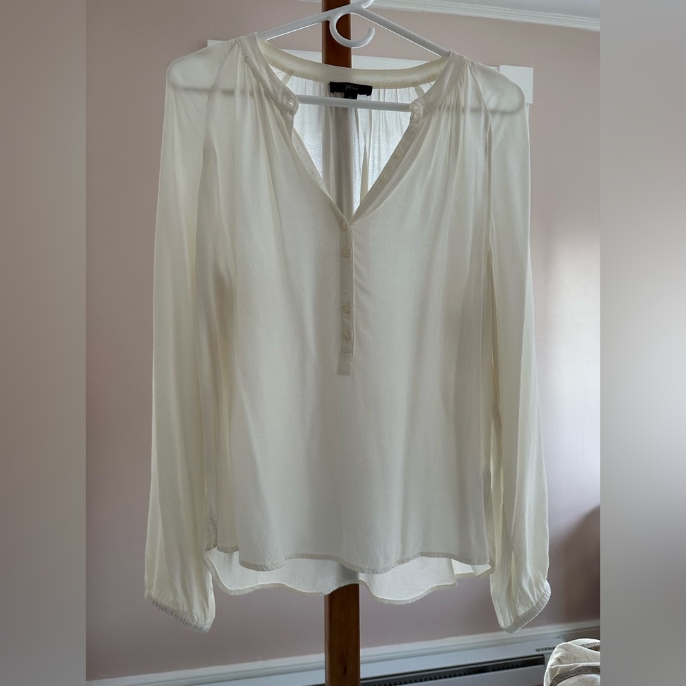 J.Crew Cream Popover Blouse